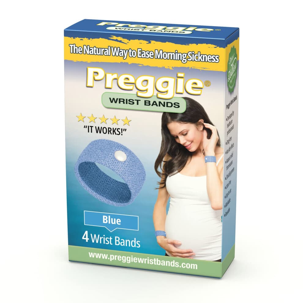 Three Lollies Preggie Anti-Misselijkheid Polsbandjes - Verlichting bij Ochtendmisselijkheid -- Geen Bijwerkingen - 2 stuks 4 Polsbandjes - Blauw