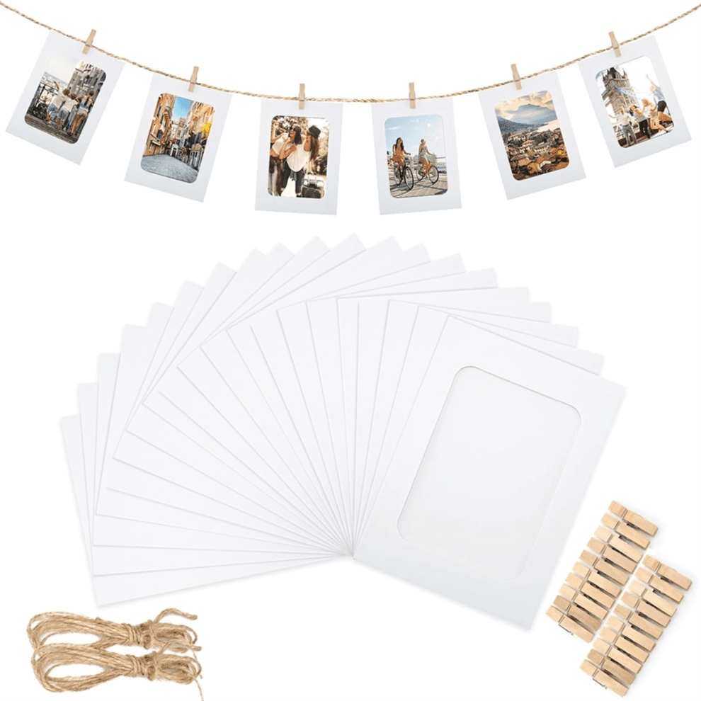 50 stuks papieren fotolijsten voor 4x6 inch fotolijsten, kit DIY kartonnen hangende display thuis kantoor school
