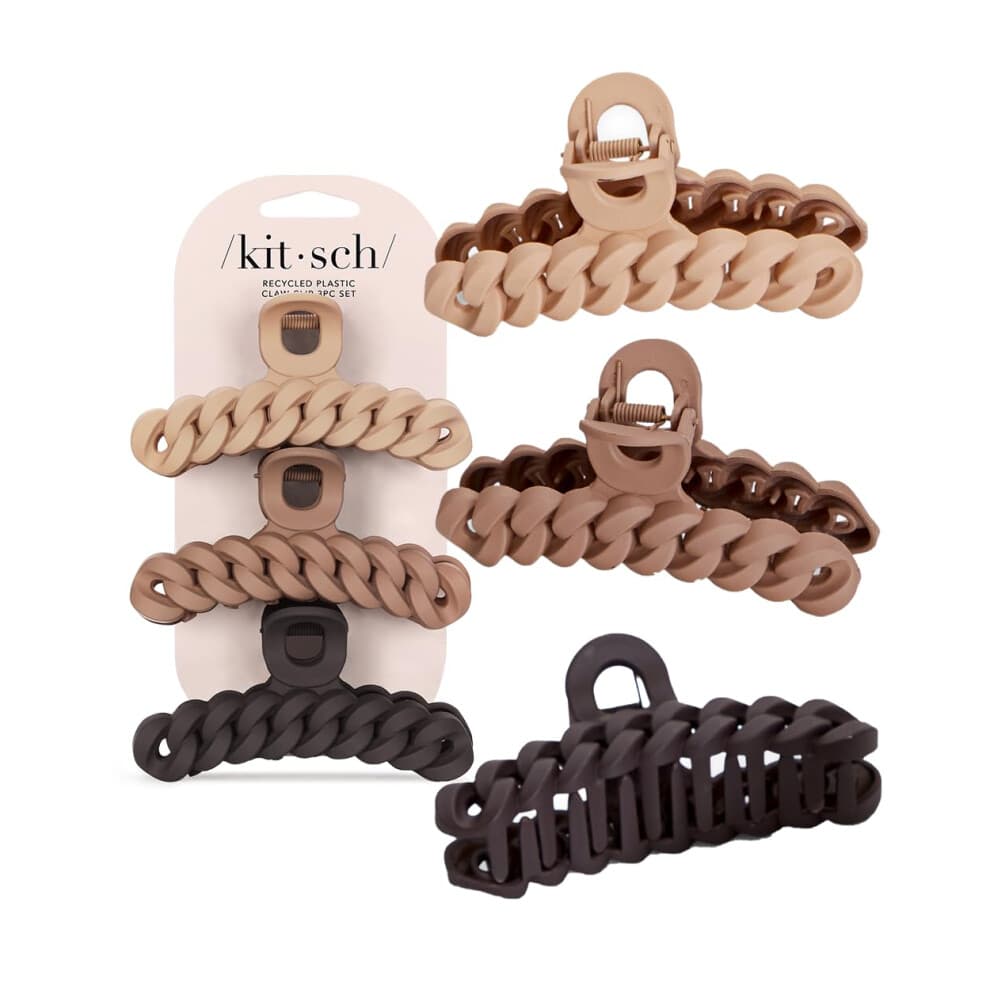 Kitsch gerecycleerd plastic grote klauwclip - grote ketting haarclips voor dames | Grote haarklauwclips en kaakclips| Grote klauwclips voor dik haar