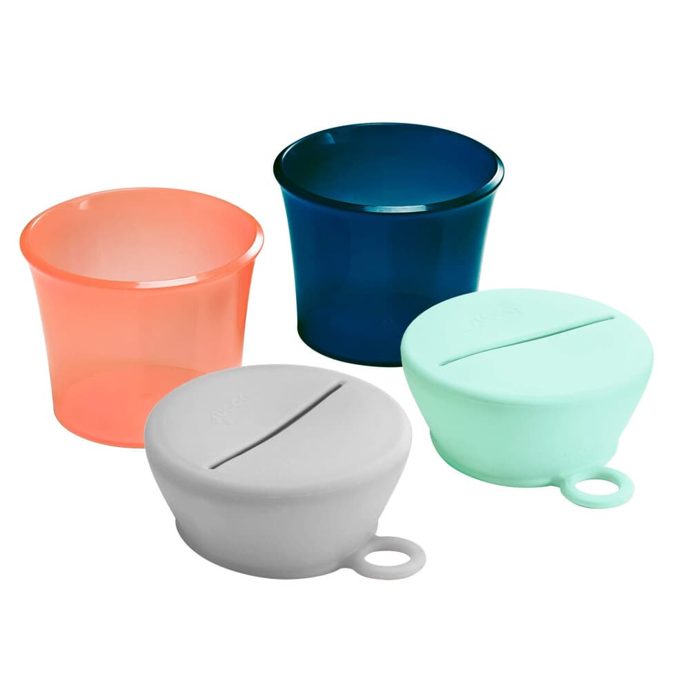 Boon Snug Peuter Snackbakjes met Deksels - Inclusief 2 Deksels en 2 Lekvrije Baby- en Peuterbekers voor Snacks - Peuter Snackbekers voor H