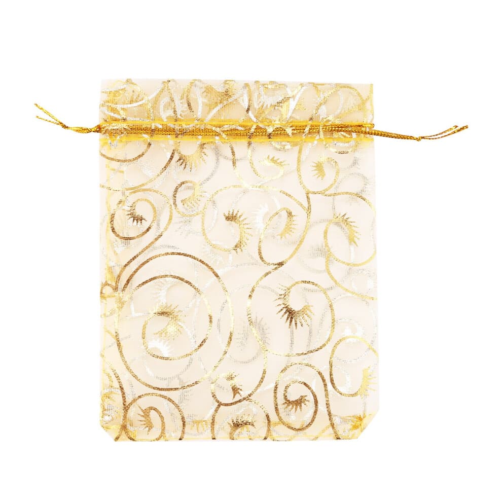 100 stuks champagnekleurige wimperorganza trekkoordzakjes sieraden bruiloft gunsten cadeauzakjes 3,5"x4,3"