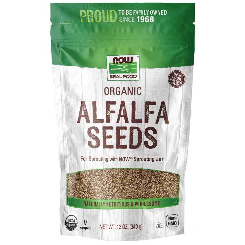 NOW Foods, Biologische Alfalfa Zaden Voor Spruiten, Gekweekt in de VS, Gecertificeerd Non-GMO, 340 Gram
