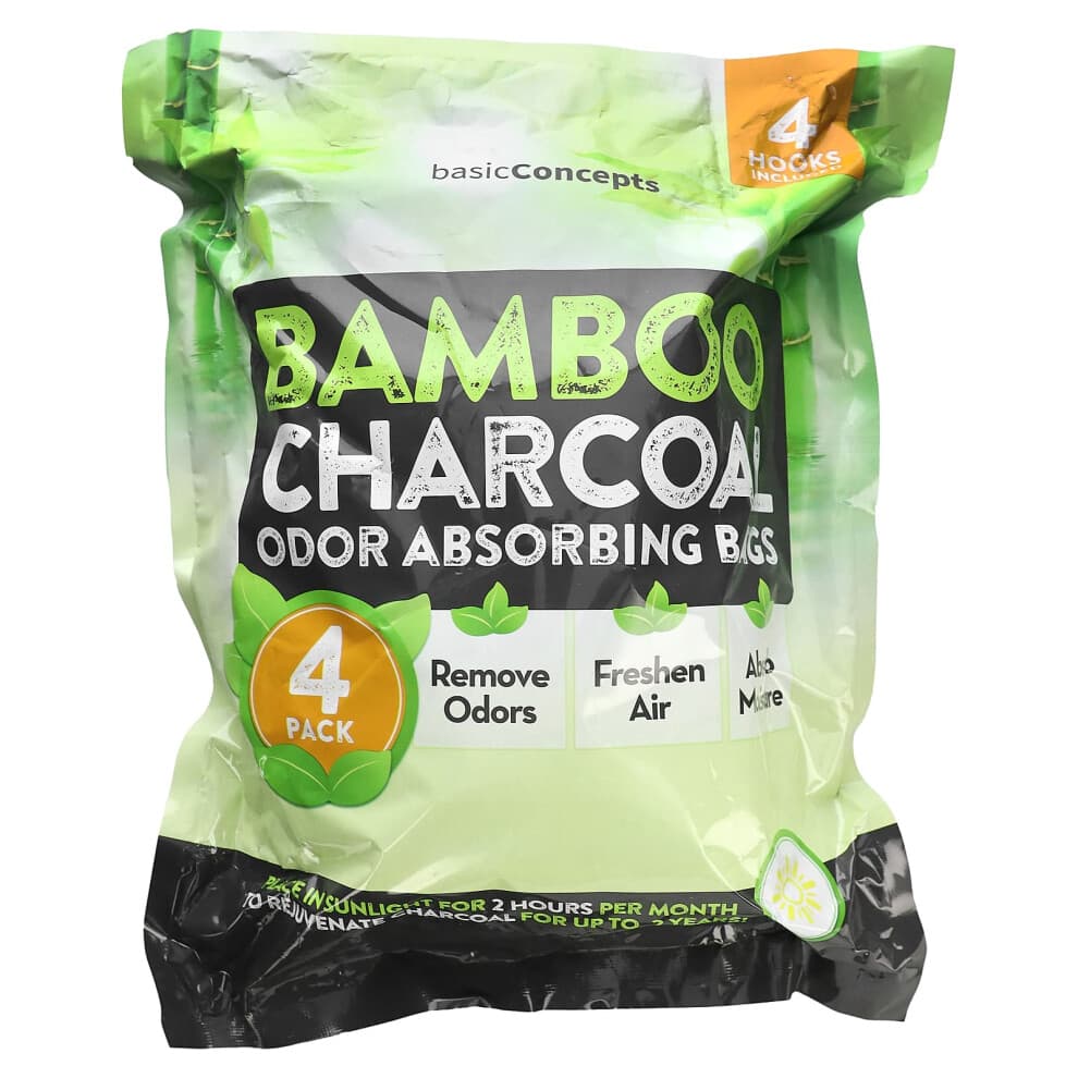 Houtskool Geurabsorber voor Sterke Geuren (6 Pack, 100g elk), Bamboe Houtskool Luchtfilter Bag
