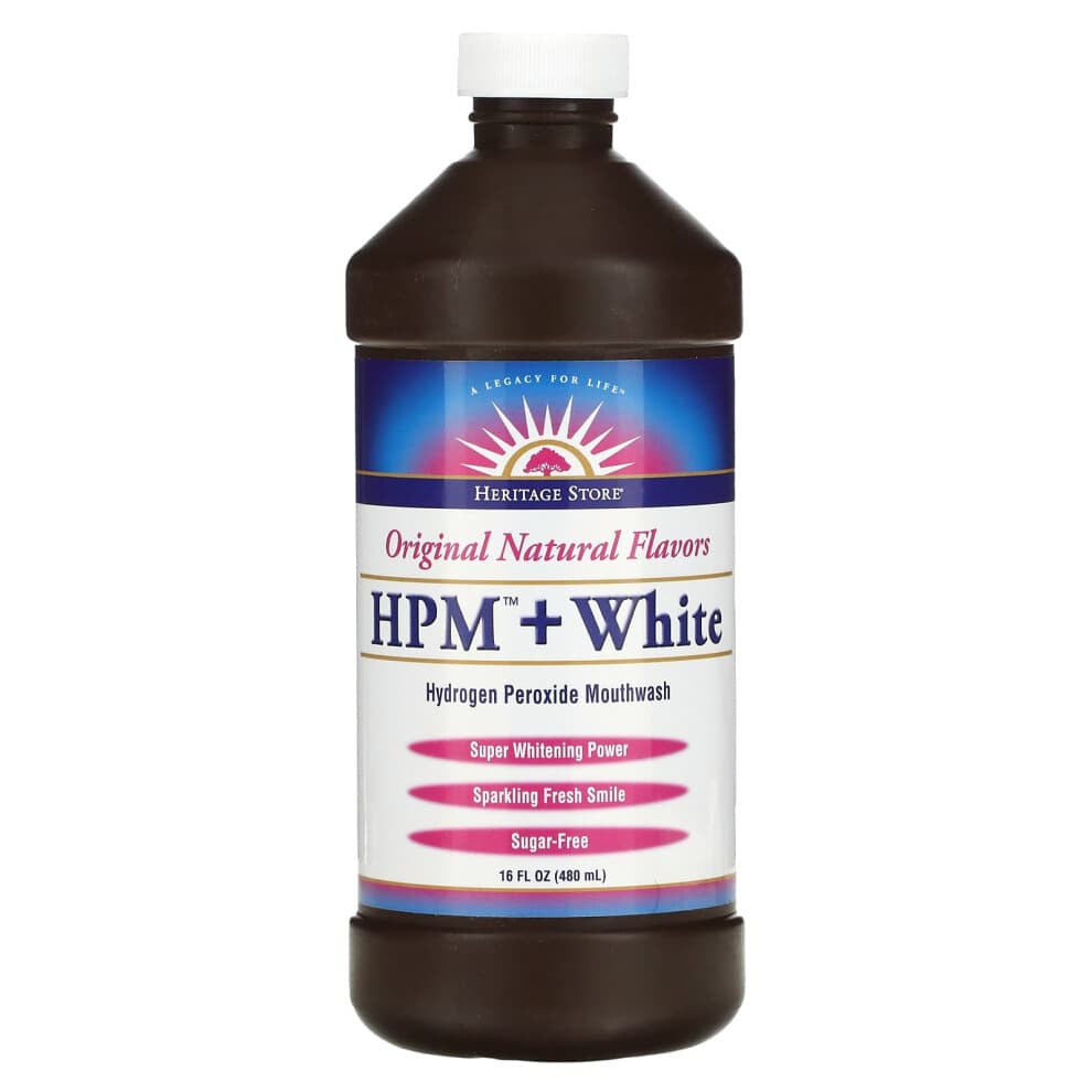 Heritage Store HPM + Witte Waterstofperoxide Mondwater - Whitening Peroxyl Mondspoeling