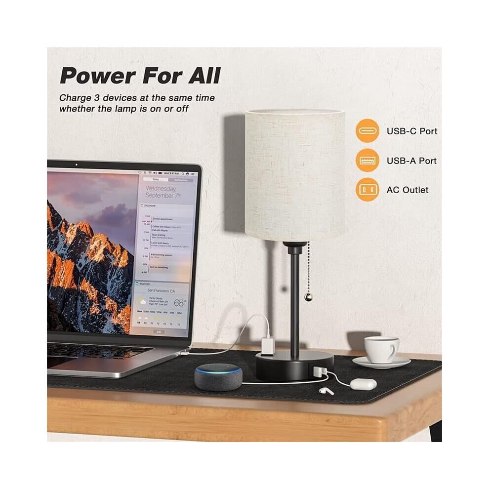 Tafellampen 3 kleurtemperaturen – 2700 K, 3500 K, 5000 K, bedlampen met USB-C en A aansluitingen