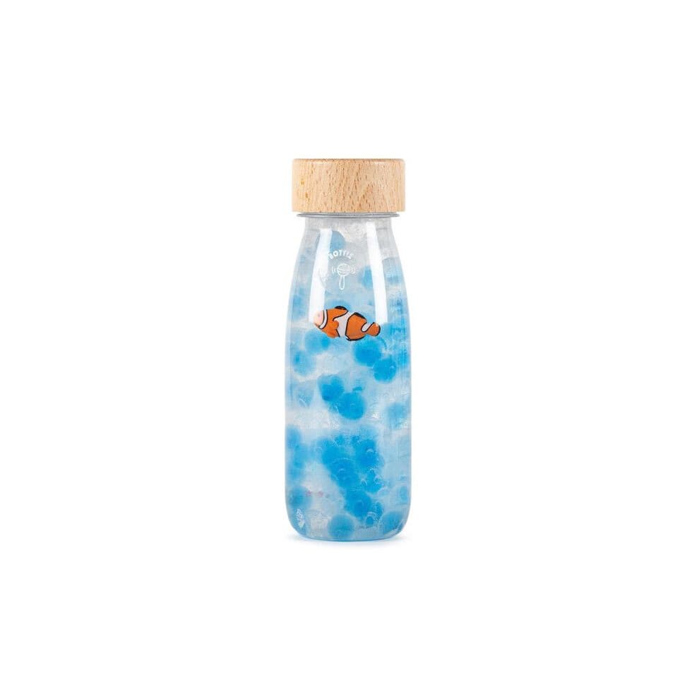 Petit Boum | Sensorische Fles Geluid Vis - Blauw - 14 x 4 cm
