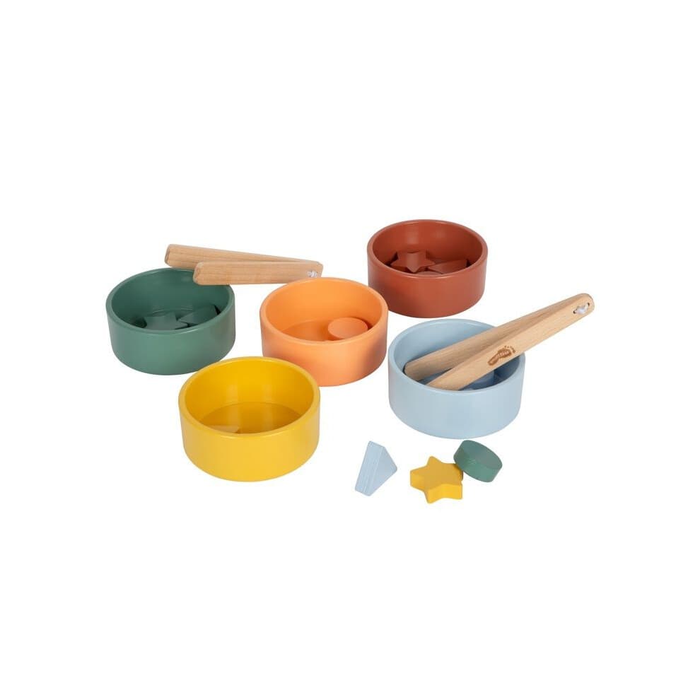 Educatief speelgoed - SMALL FOOT COMPANY - Montessori sorteer spel met pincet - 100% FSC-hout - 5 kommen, 15 stukken - 12-36 maanden