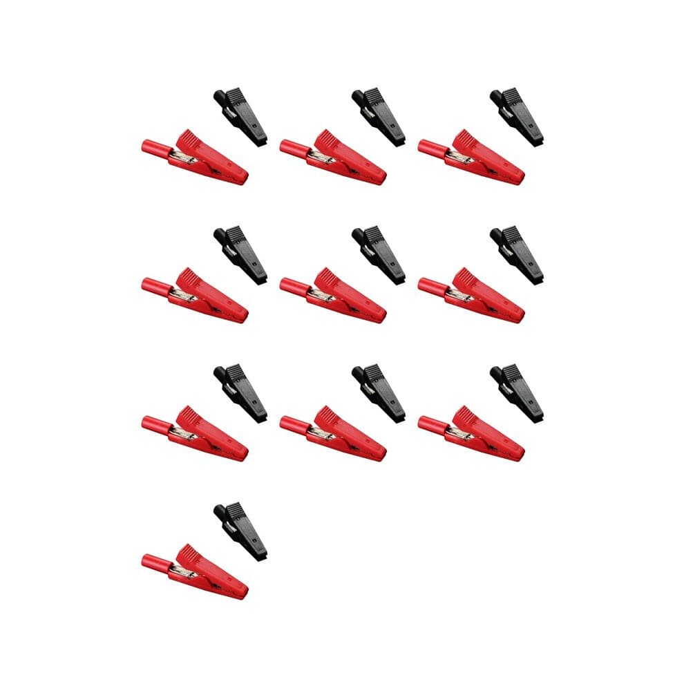 20x Geïsoleerde Krokodillenklemconnectorklemtestsonde Rood+Zwart