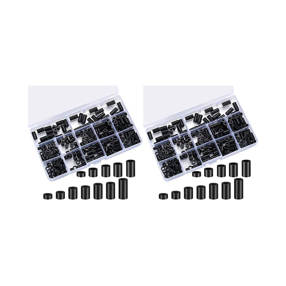 640 Stuks Stopcontact Schroeven Spacers, Zwart Nylon Ronde Spacer Assortiment Kit, Plastic Spacers Zonder Schroefdraad