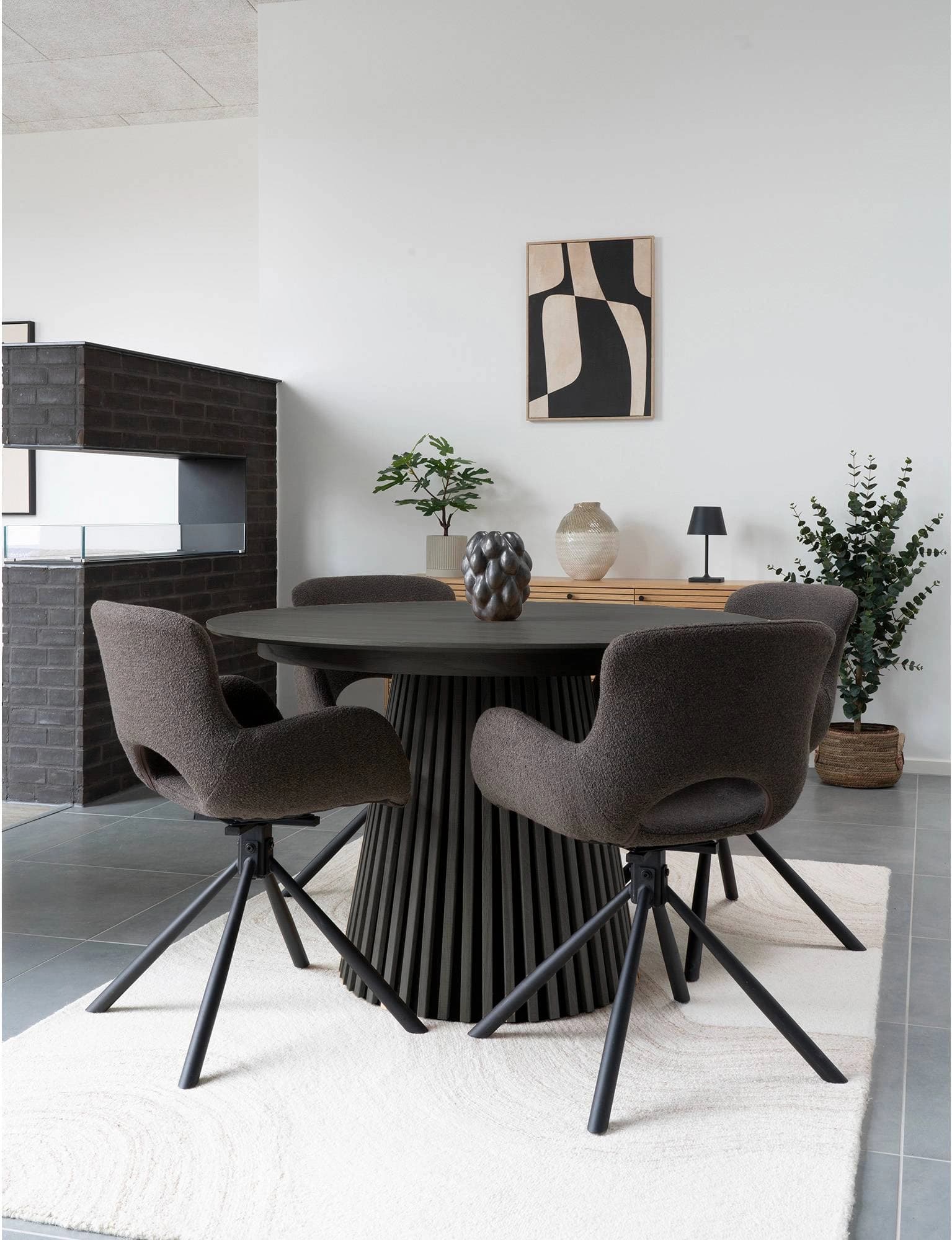House Nordic Osaka Zwart Eiken Eettafel Rond Ø140