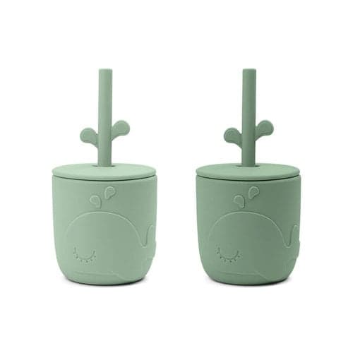 Done by Deer Peekaboo straw cup set groen wally