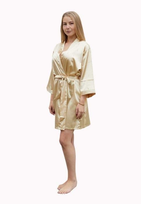 Satin-Luxury korte kimono satijn - champagne