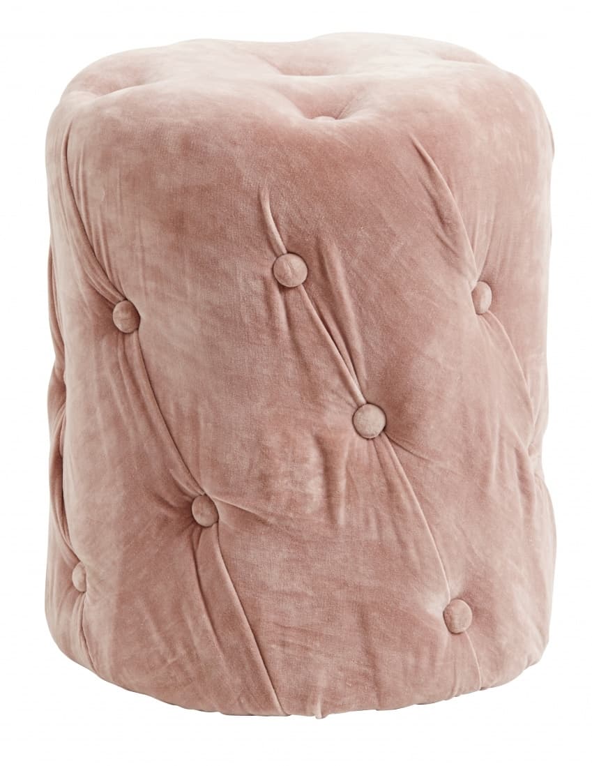 Nordal Velvet poef met knopen - roze