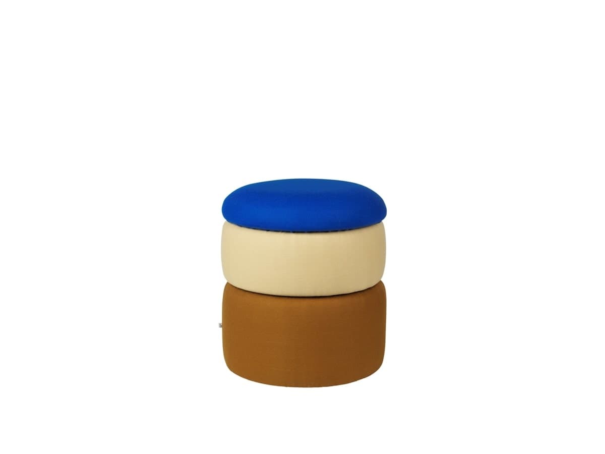Broste Copenhagen Pond poef blauw/zand/oker Ø38cm - 31001143