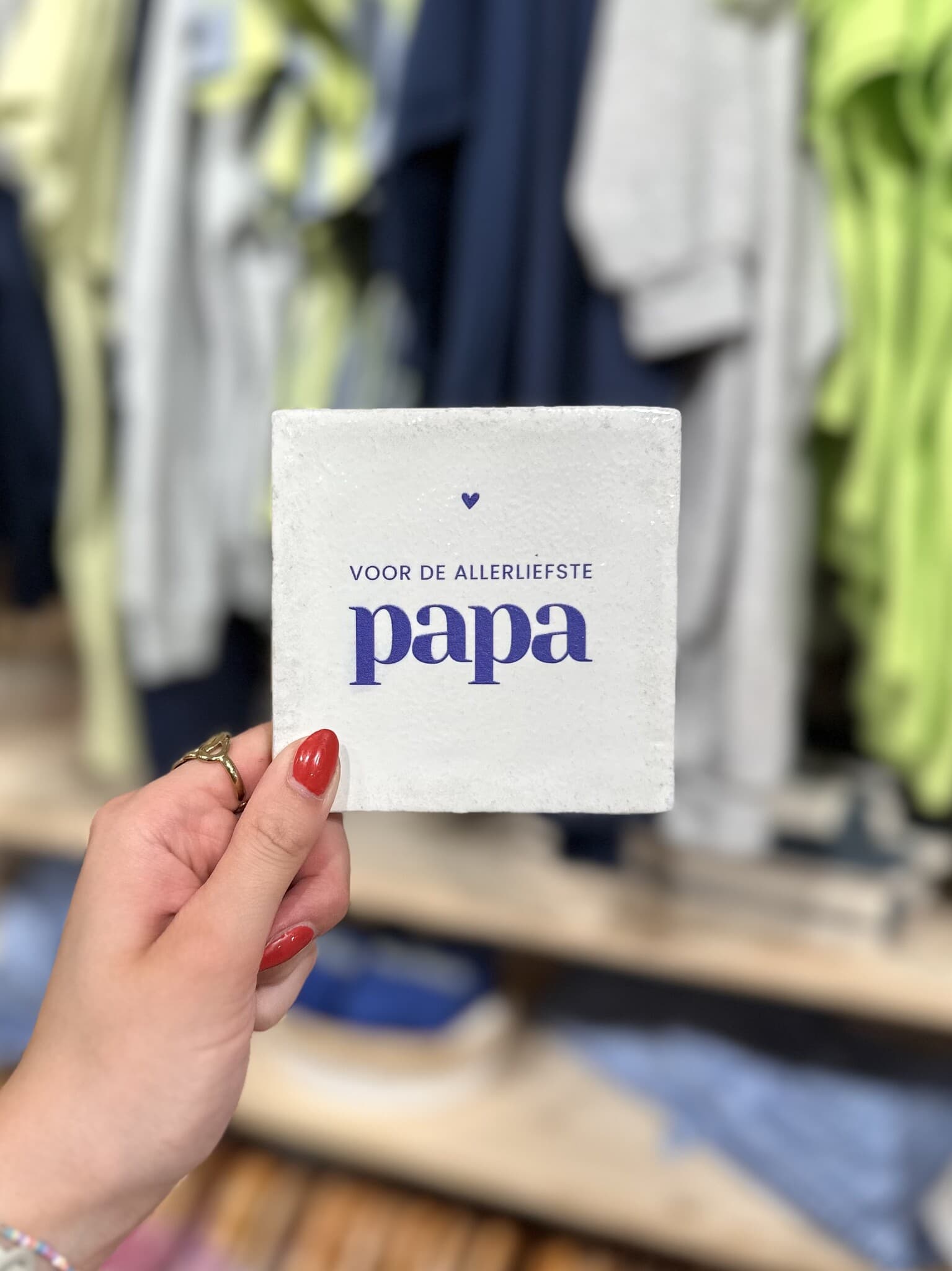 Studio Meuk - Tegeltje – Voor de allerliefste papa – Wit/Donkerblauw