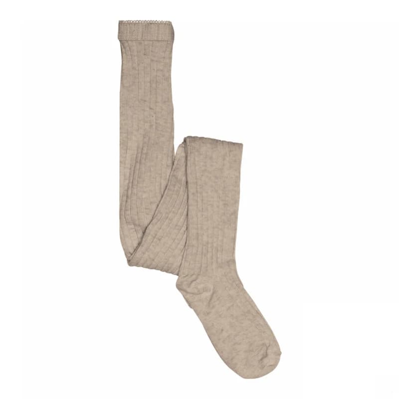 MP Denmark - Wool rib tights – 489 – Light brown melange
