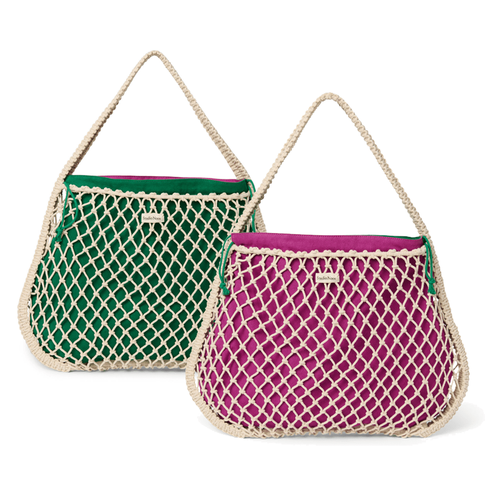 Studio Noos - Macramé mom bag natural - Purple/Green