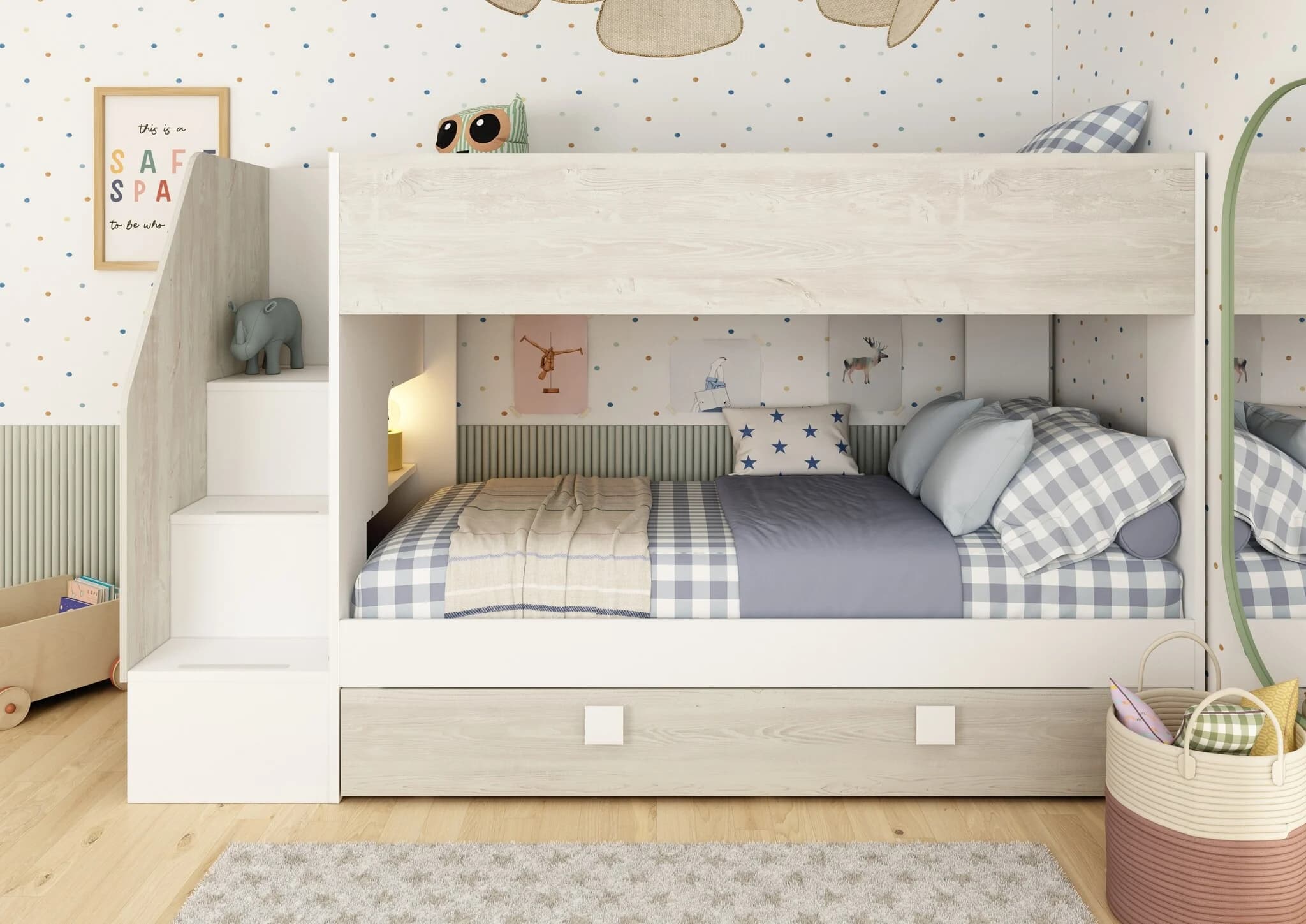 Stapelbed Easy 90x190 cm met slaaplade - Grijseiken