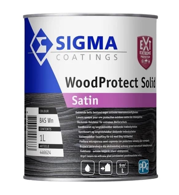 WoodProtect Solid Satin | Dekkende Houtverf Buiten | 1 LTR | Kleur