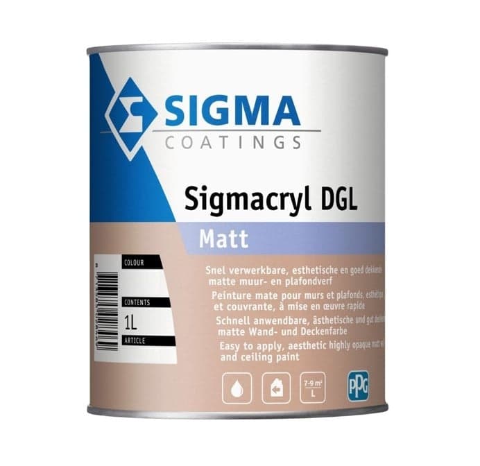 Sigmacryl DGL Matt | Matte Muurverf en Plafondverf | 1 LTR | Wit