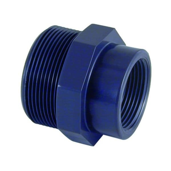 PVC Soknippel 1" Buitendraad 3/8" Binnendraad PN10