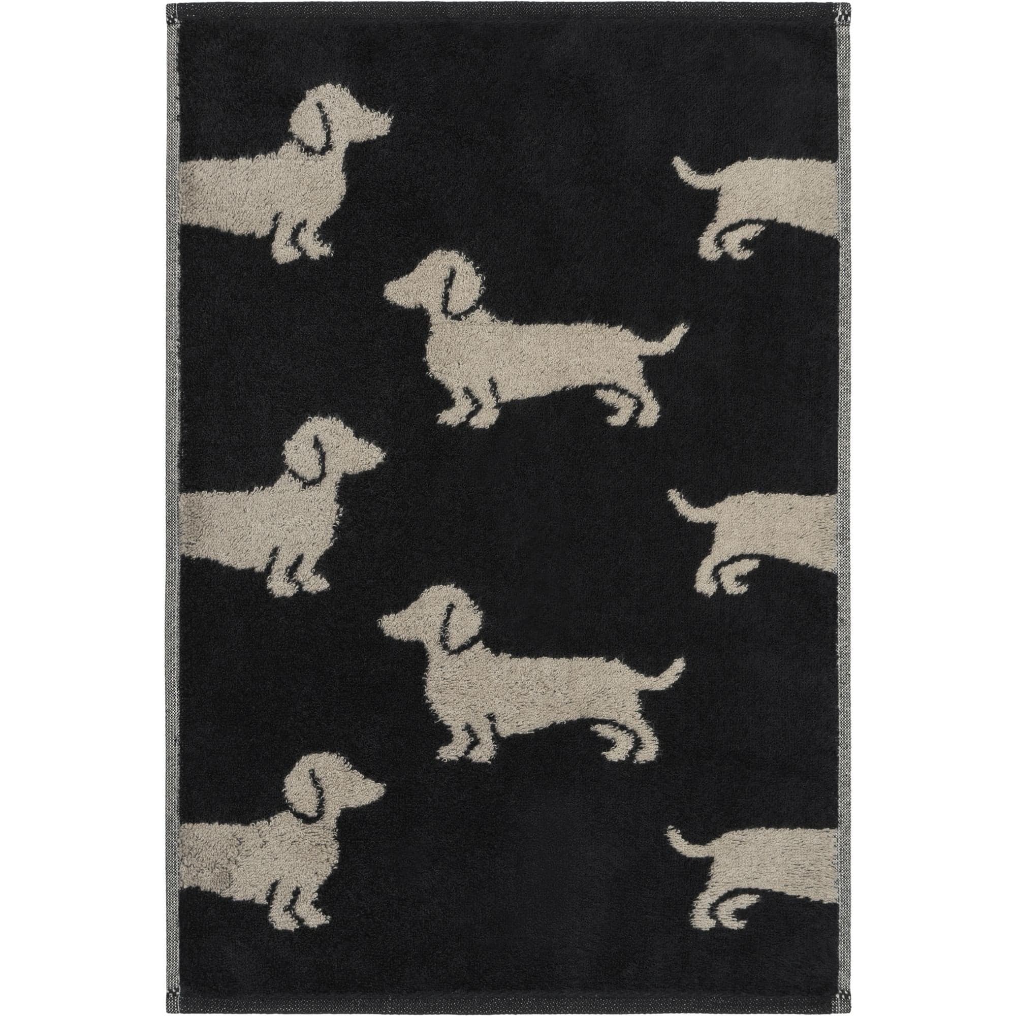 Cawö Cawo We love Dogs gemustert 6246 Gastendoekje 30x50 schwarz/beige