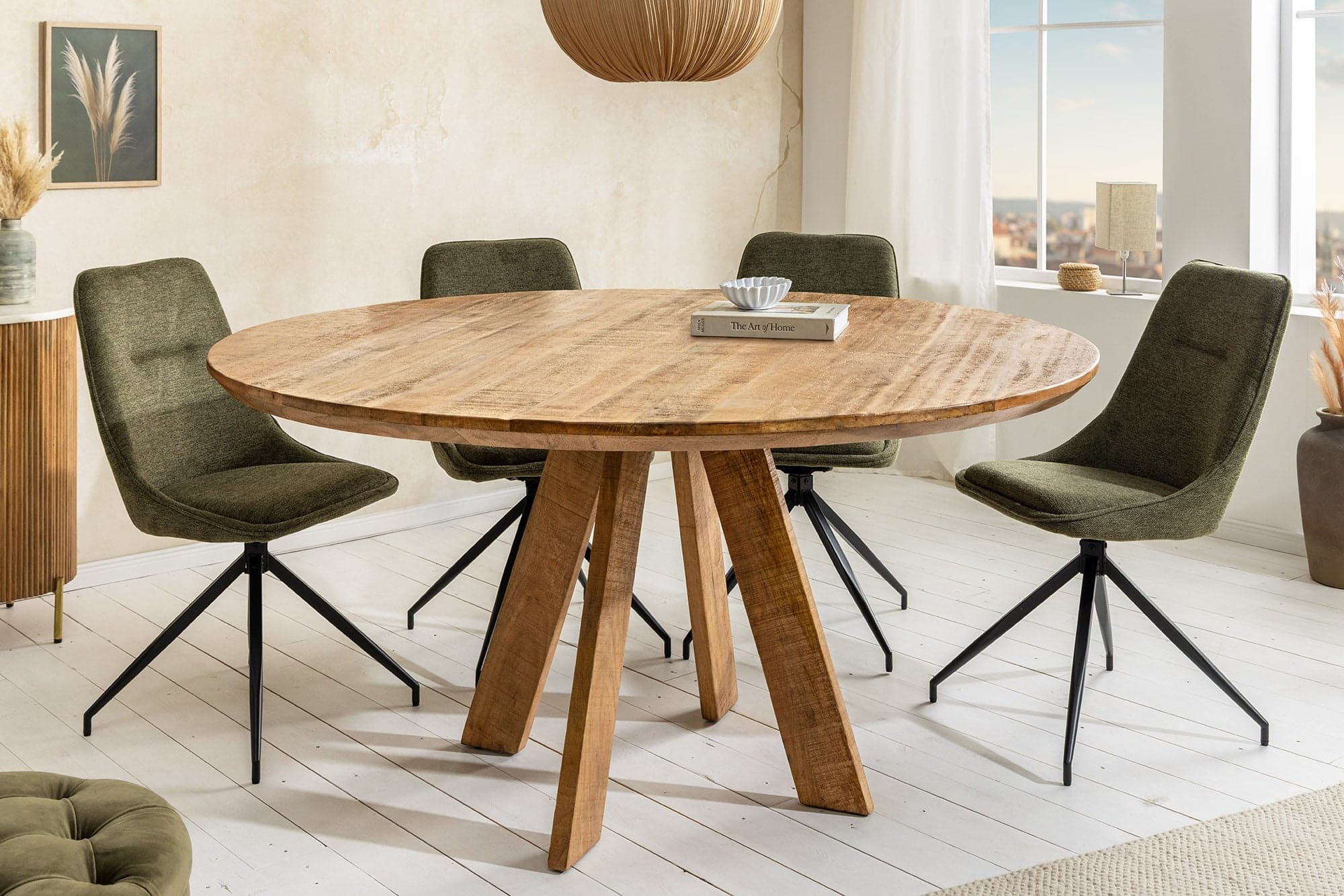Ronde eettafel ART WOOD 140cm bruin massief mangohout - 45758
