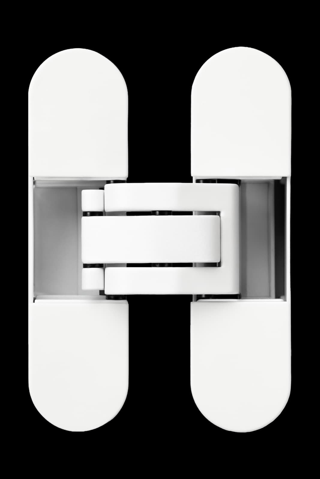 Onzichtbare witte 3D scharnieren RAL9010 - 111x29mm - 80kg