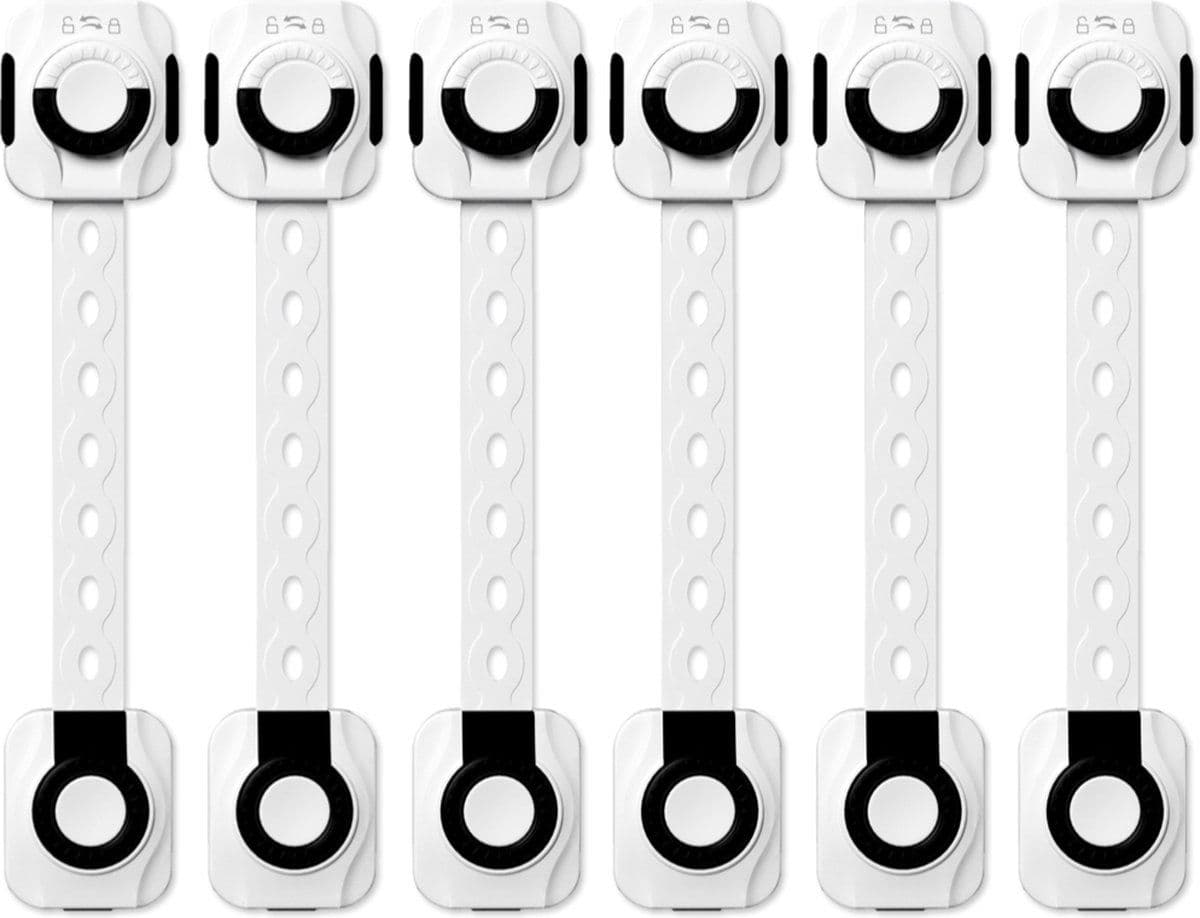 PEACE Kinderslot kastjes - Zelfklevend - Dubbel op slot - Wit/Zwart (6 stuks)