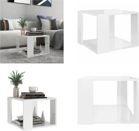 vidaXL - Salontafel - 40x40x30 cm - bewerkt hout - wit