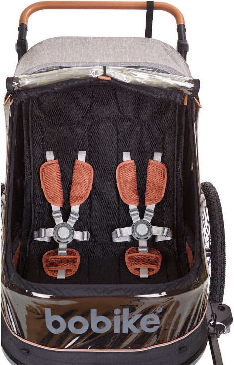 Bobike Trailer - 2-in-1 fietskar en wandelwagen - max. 2 kinderen - zwart/bruin