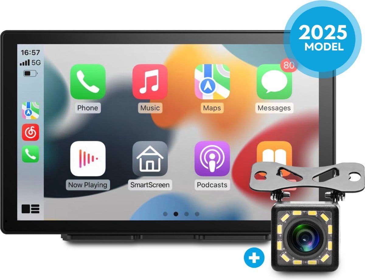 Nitel - Carplay Scherm - Navigatiesysteem Auto - 9 Inch - Draadloos - Inclusief Achteruitrijcamera