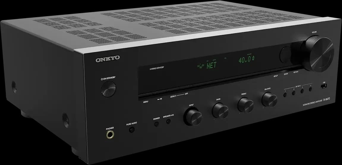 Onkyo TX-8470 - Hi-Fi Netwerk Stereo Receiver - 2 x 110 Watt Klasse G versterker - HDMI 8K/ARC ondersteuning