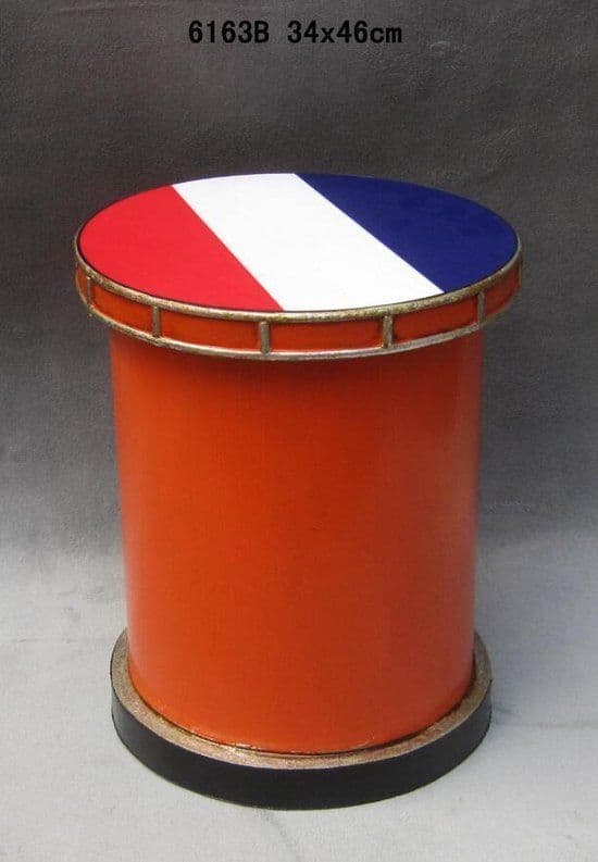 Holland Elftal Krukje - Cilindervormig Poef - Retro Hout Metaal - Oranje Blauw Wit Rood - 34 cm x 46 cm