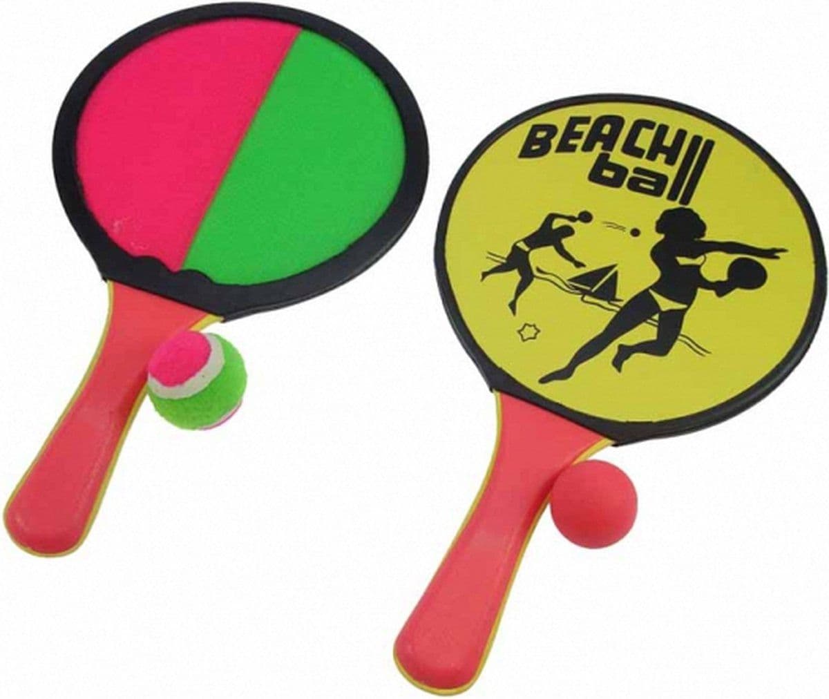 Beachball set hout 2 in 1 - dubbelzijdig spel