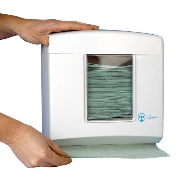 plastpro - Papieren handdoek dispenser - 500 handdoeken - wit