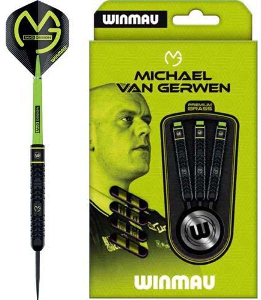 Winmau MvGerwen - Steeltip dartpijlen - 21g - groen zwart