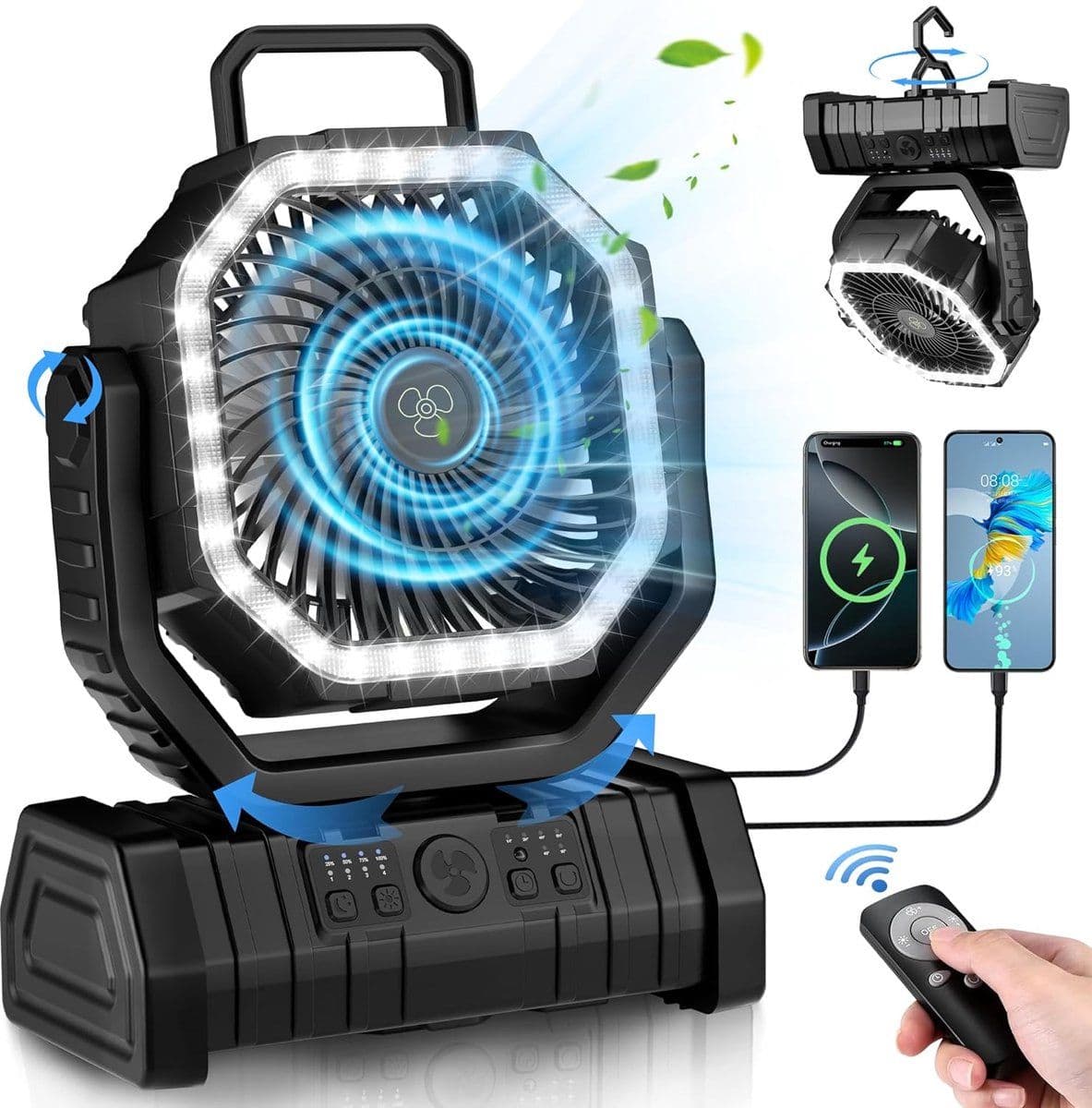 BP® Tent Ventilator - Mini Ventilator - 20.000 mAh batterij - Zwart