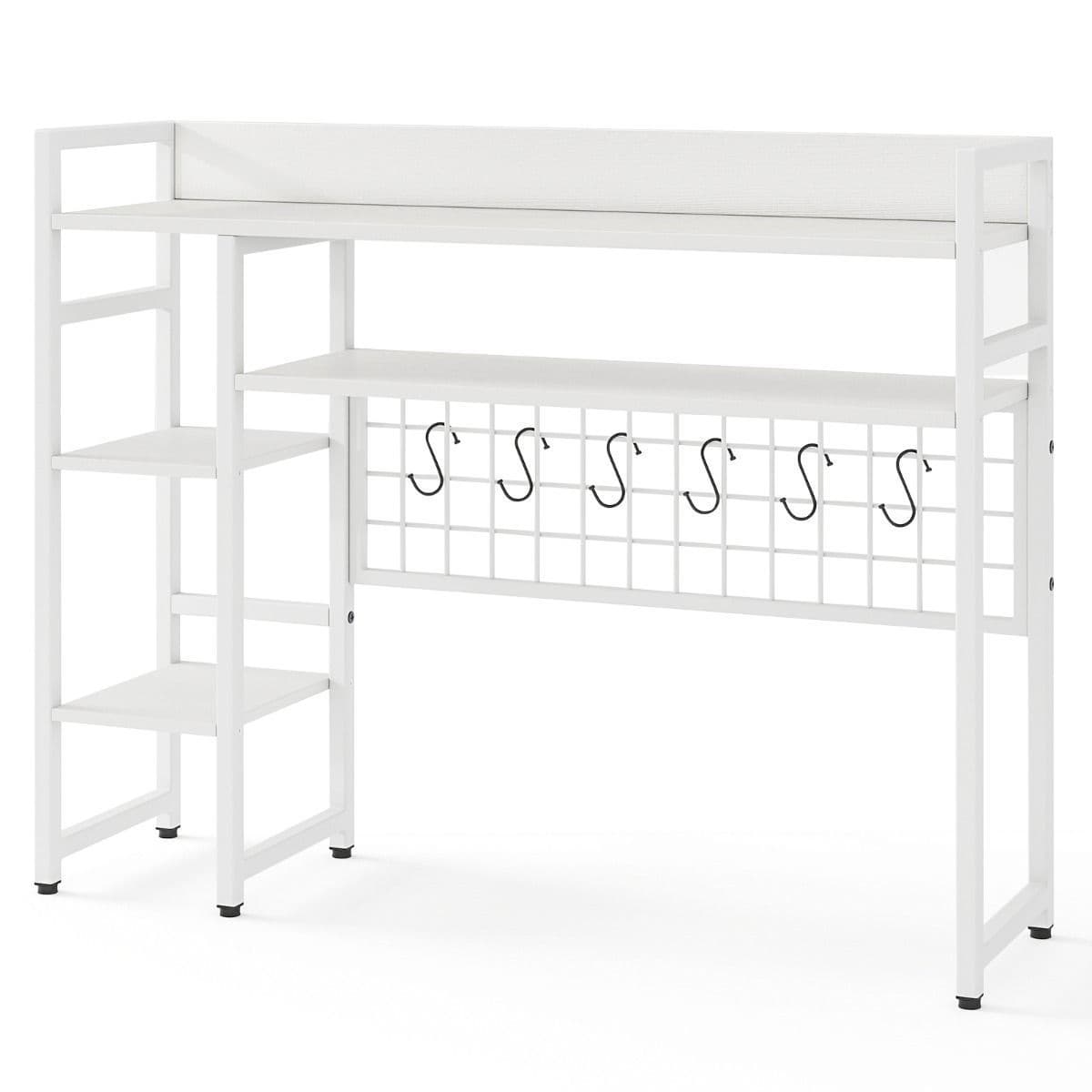 Coast Bureau Rek - 94 × 25 × 74 cm - 4 Niveaus - Metalen Rasterpaneel + 6 Haakjes - Wit