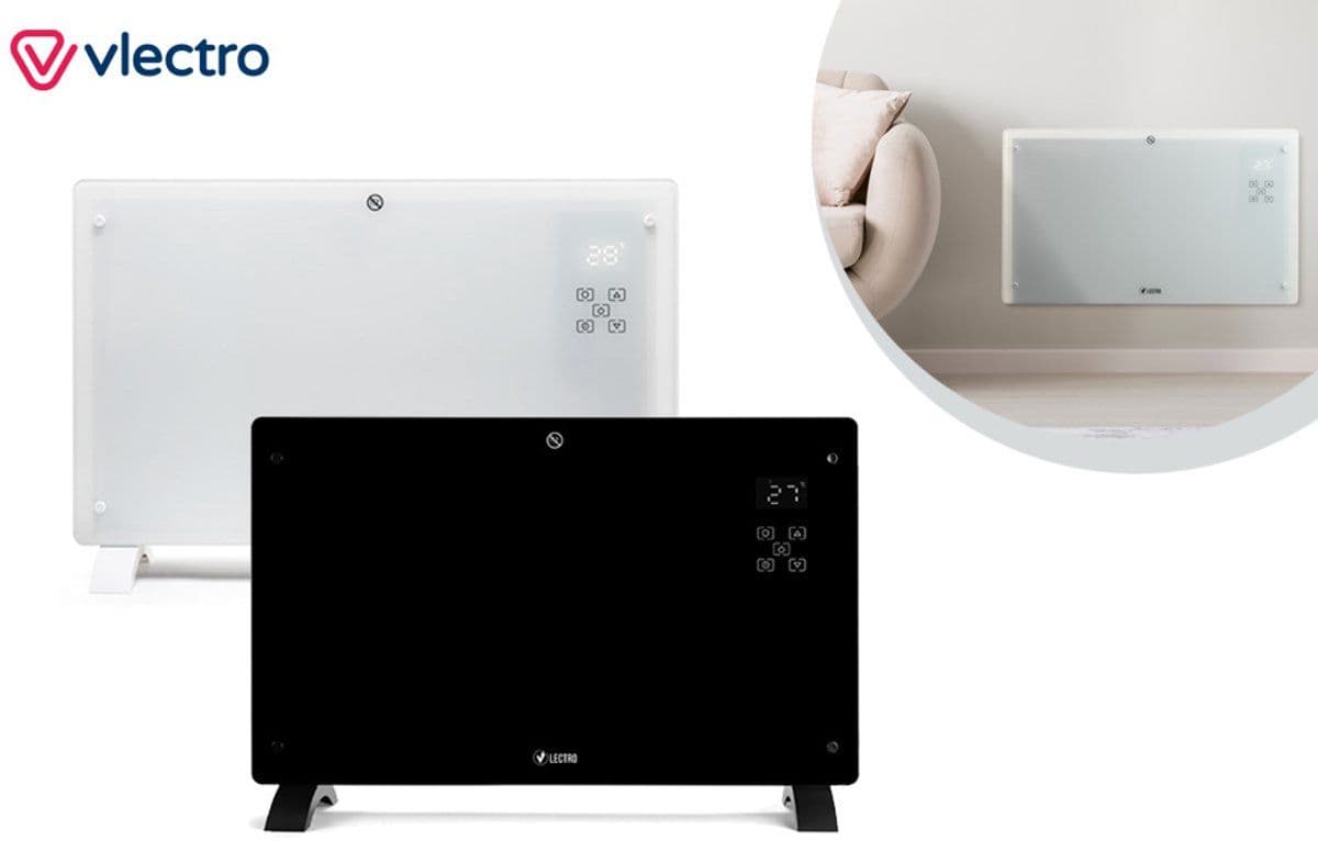 Vlectro - Slim verwarmingspaneel - 3 verwarmingsstanden - Zwart