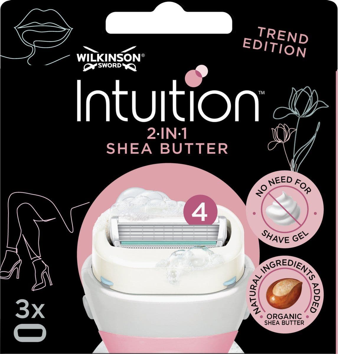 Wilkinson Intuition Ultra Moisture - Scheermesjes - 4 scheerbladen met Shea Butter (3 stuks)