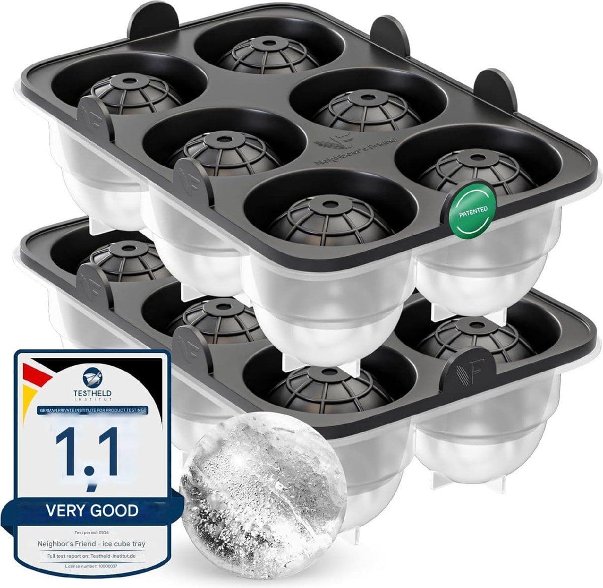 XXL IJsblokjesvorm - Set van 12 Ronde Silicone IJsballen - Vaatwasmachinebestendig (set van 12)