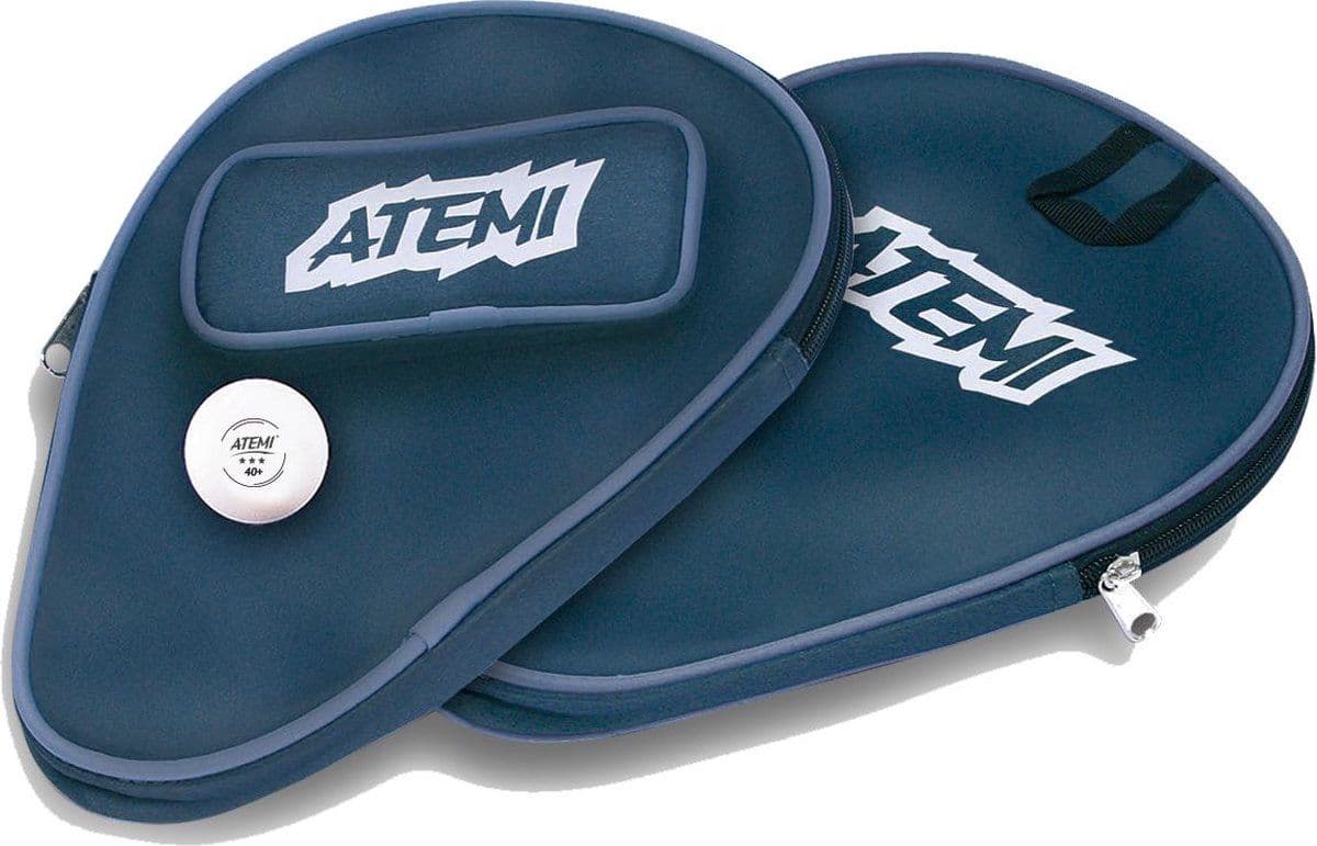 Tafeltennisbathoes grijs blauw Atemi met balvak voor 3 ballen