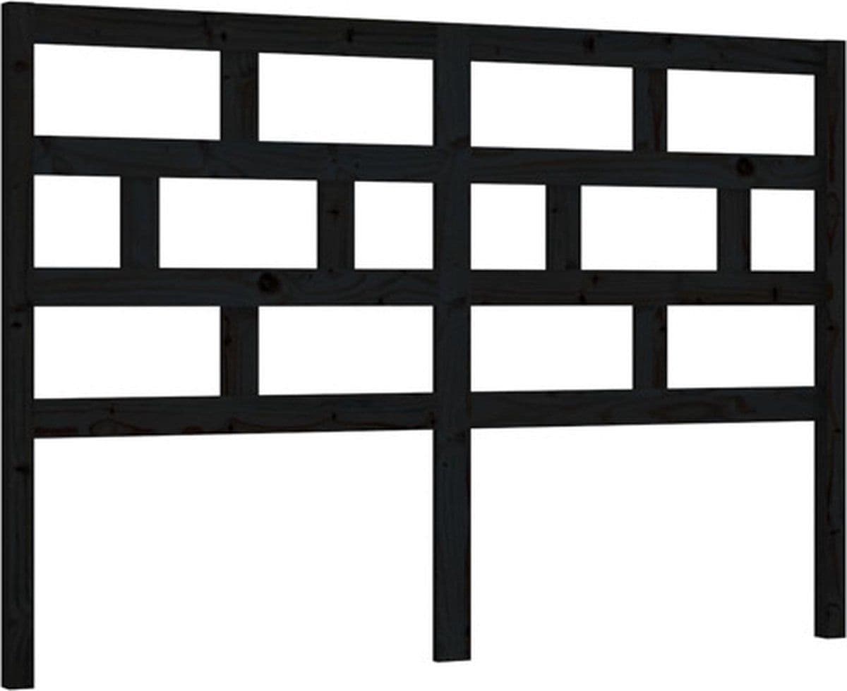 vidaXL Hoofdbord - Massief grenenhout - 146x4x100 cm - Zwart