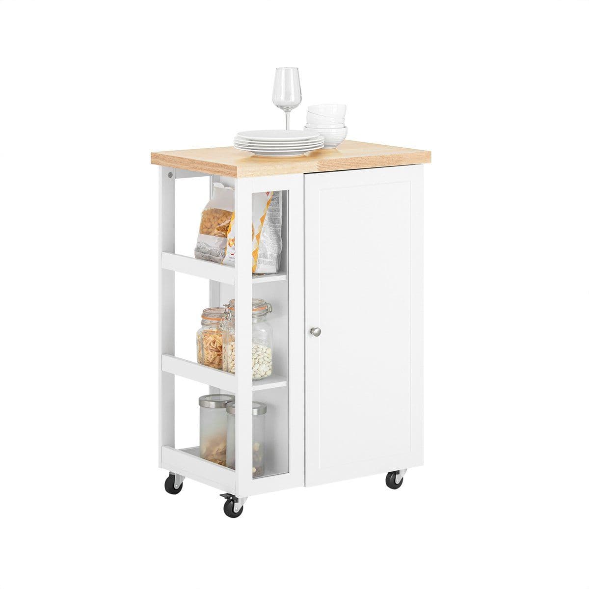 SoBuy FKW75-WN - Buffetkast - Wielen en planken - Wit