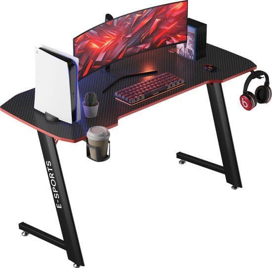 Avalo Gaming Bureau - 100x60x75 CM - Z-vormige constructie - Zwart