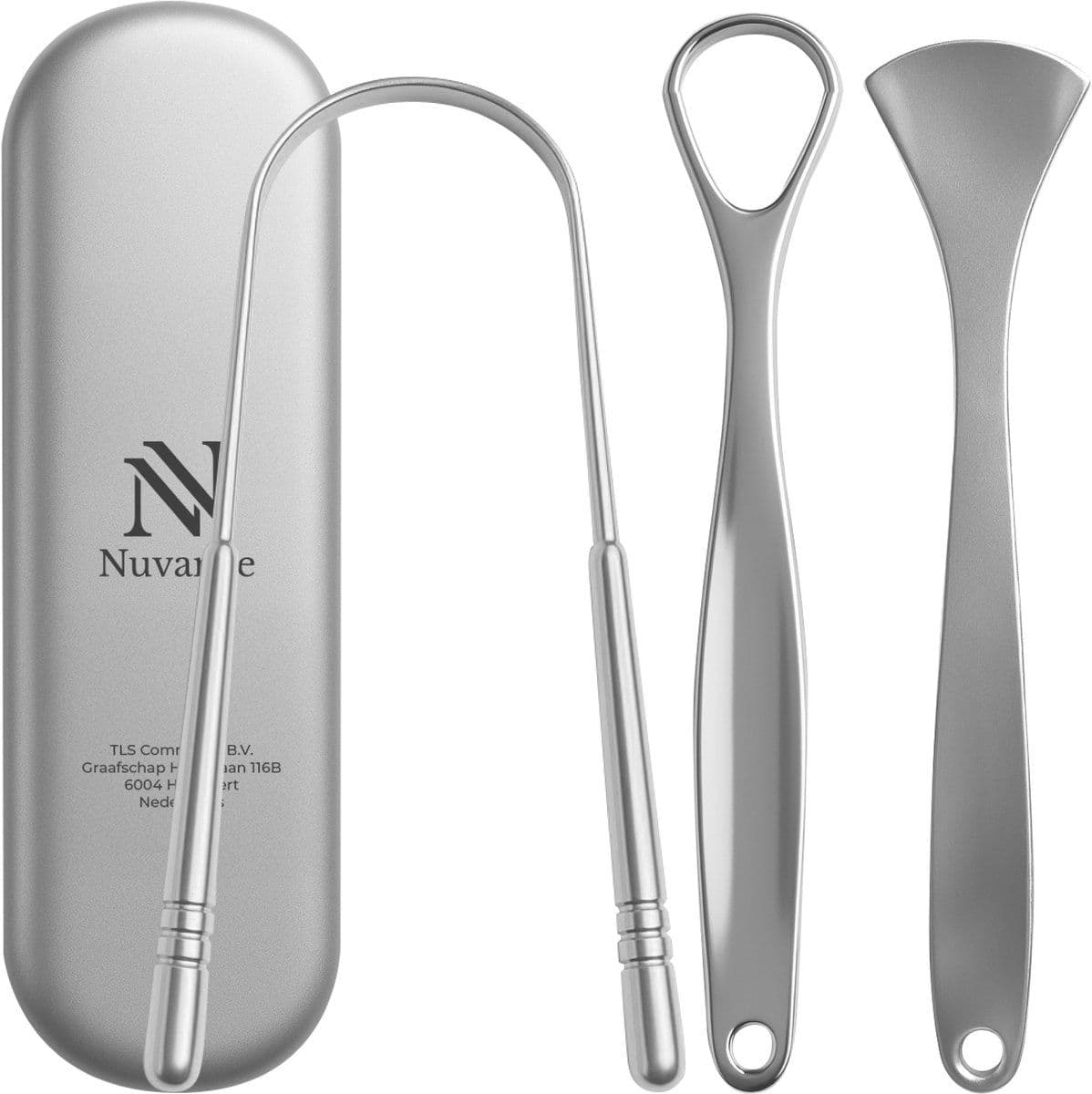 Nuvance Professionele Tongschraper - 3-in - RVS - (3 stuks)