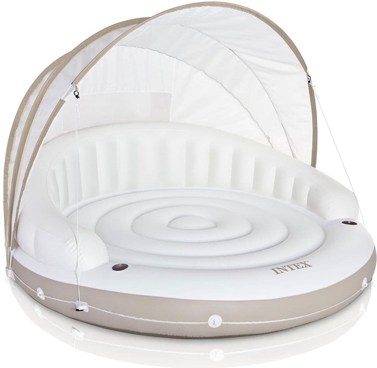 Intex Canopy Island - Opzetzwembad 199 x 150 cm - Afneembaar zonnescherm - Wit/Bruin