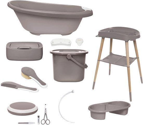 Sense - Badset 8 delig - Compleet met luieremmer en badthermometer - Chalk Brown