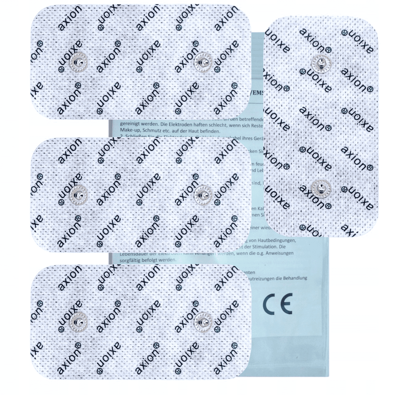 axion Electroden voor Compex - Dubbele Snap - 10×5 cm - Wit/Grijs (4 stuks)
